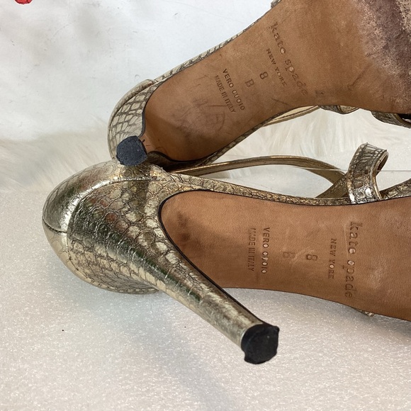 KATE SPADE LEATHER SNAKESKIN STRAPPY CROSSOVER SANDALS SZ 8 - Picture 8 of 12